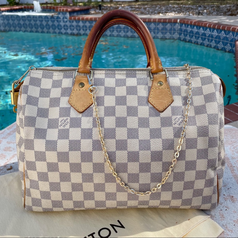 Louis Vuitton White and Brown Checkered Tote